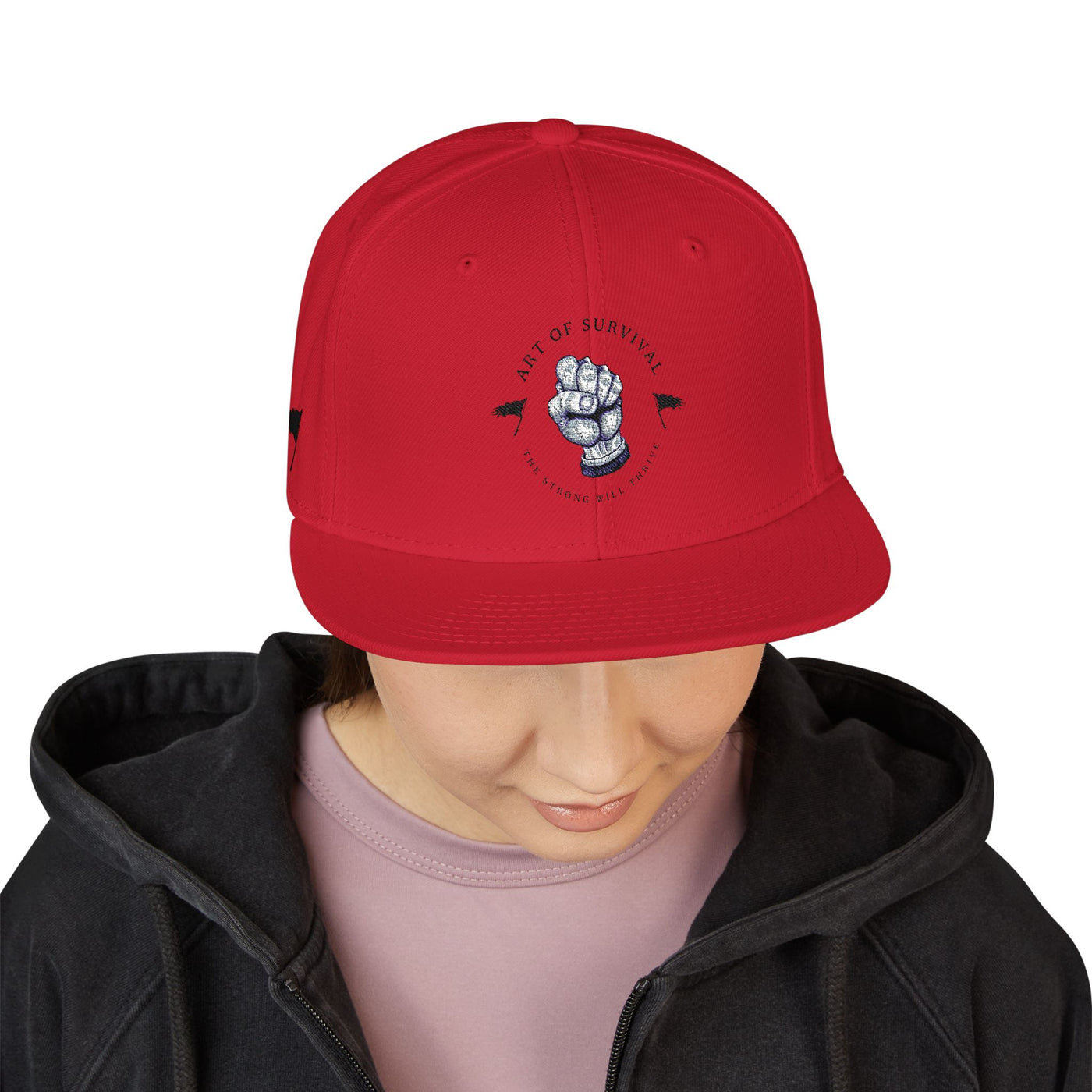 Snapback Cap - The Art of Survival Fist Logo Embroidery Hat - Martial Arts Fitness Longevity Apparel