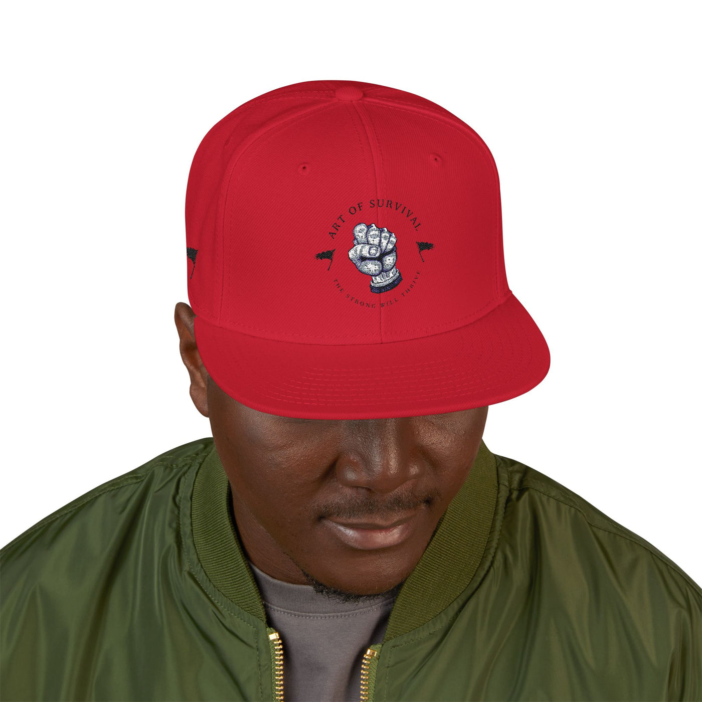 Snapback Cap - The Art of Survival Fist Logo Embroidery Hat - Martial Arts Fitness Longevity Apparel