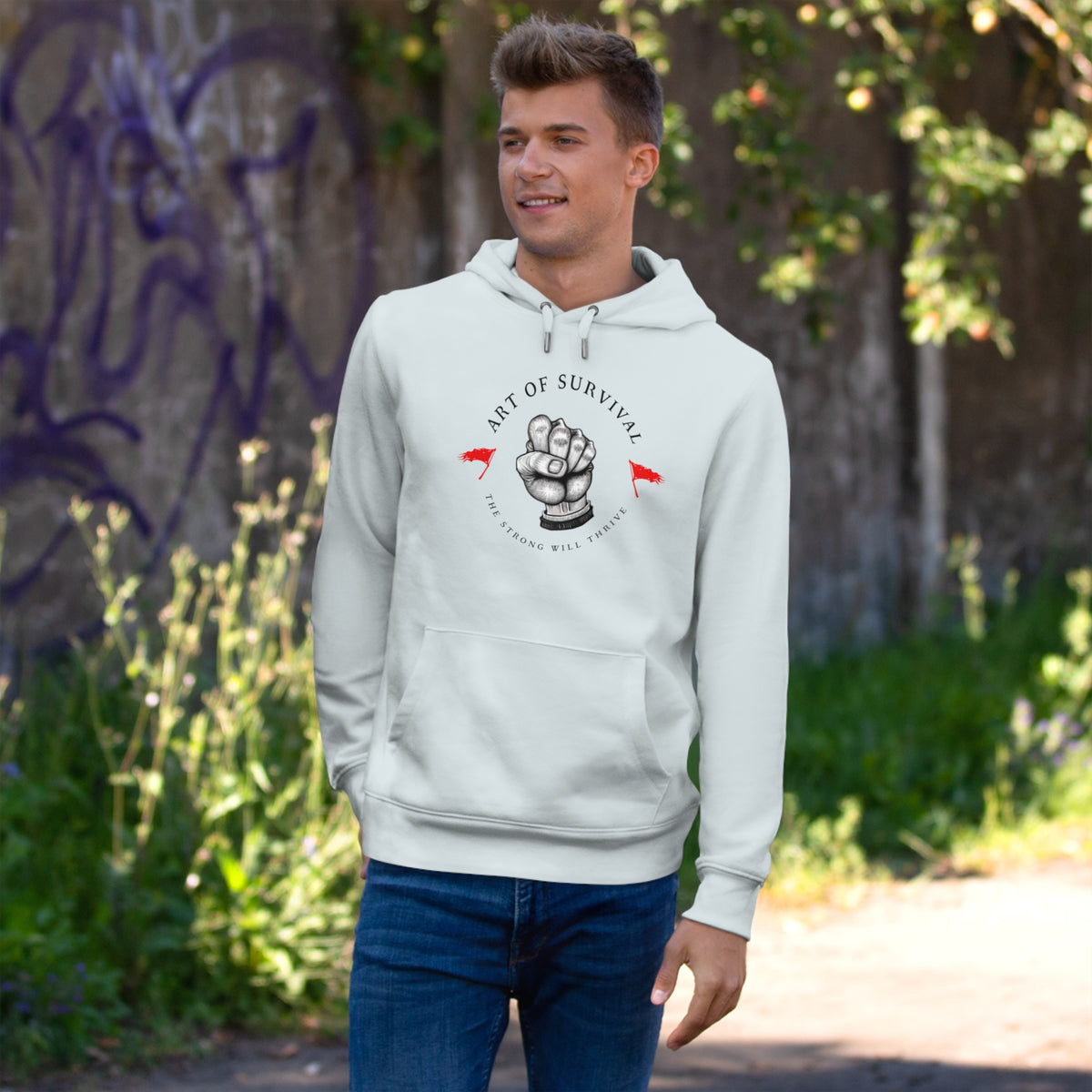 Martial Arts Hoodie - The Art of Survival - Fist Logo - 'The Strong Will Thrive' Subtitle