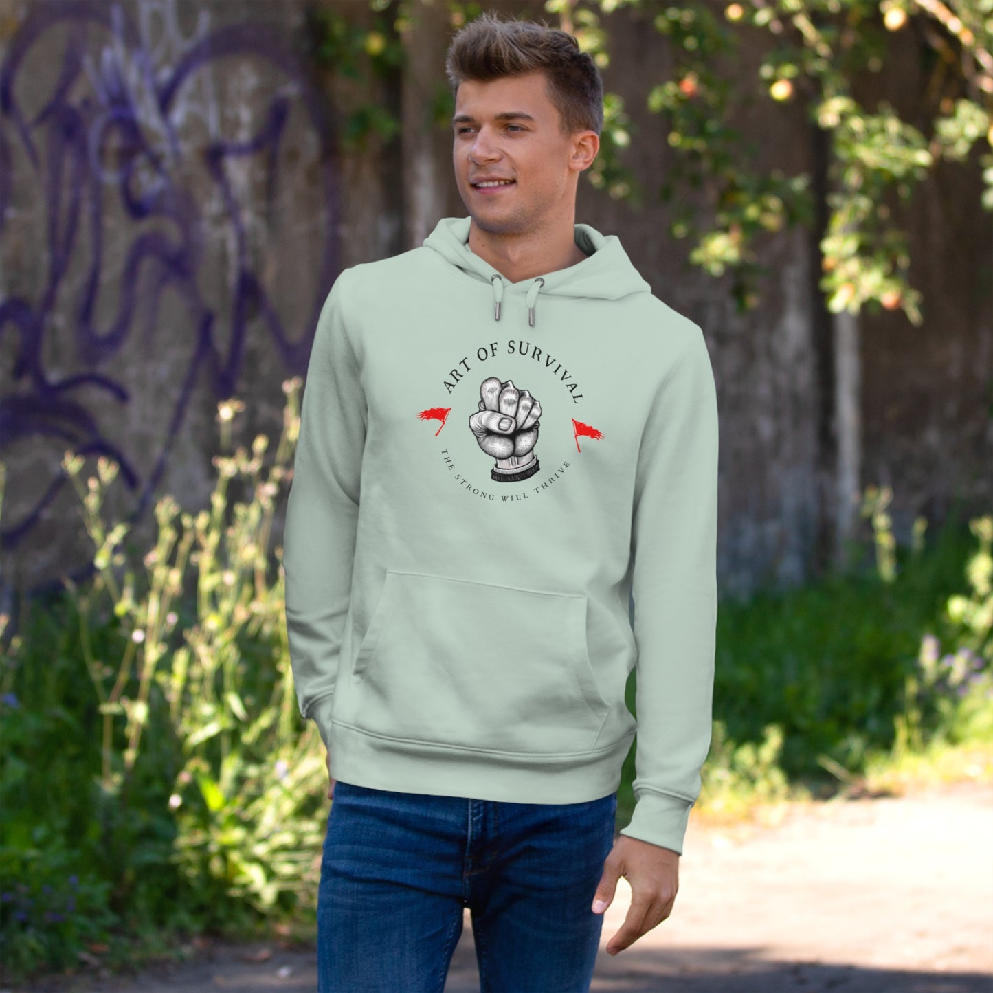 Martial Arts Hoodie - The Art of Survival - Fist Logo - 'The Strong Will Thrive' Subtitle