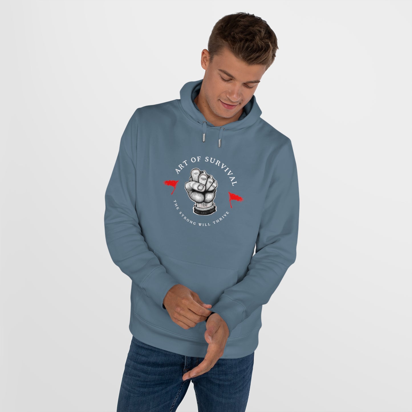 Martial Arts Hoodie - The Art of Survival - Fist Logo - 'The Strong Will Thrive' Subtitle