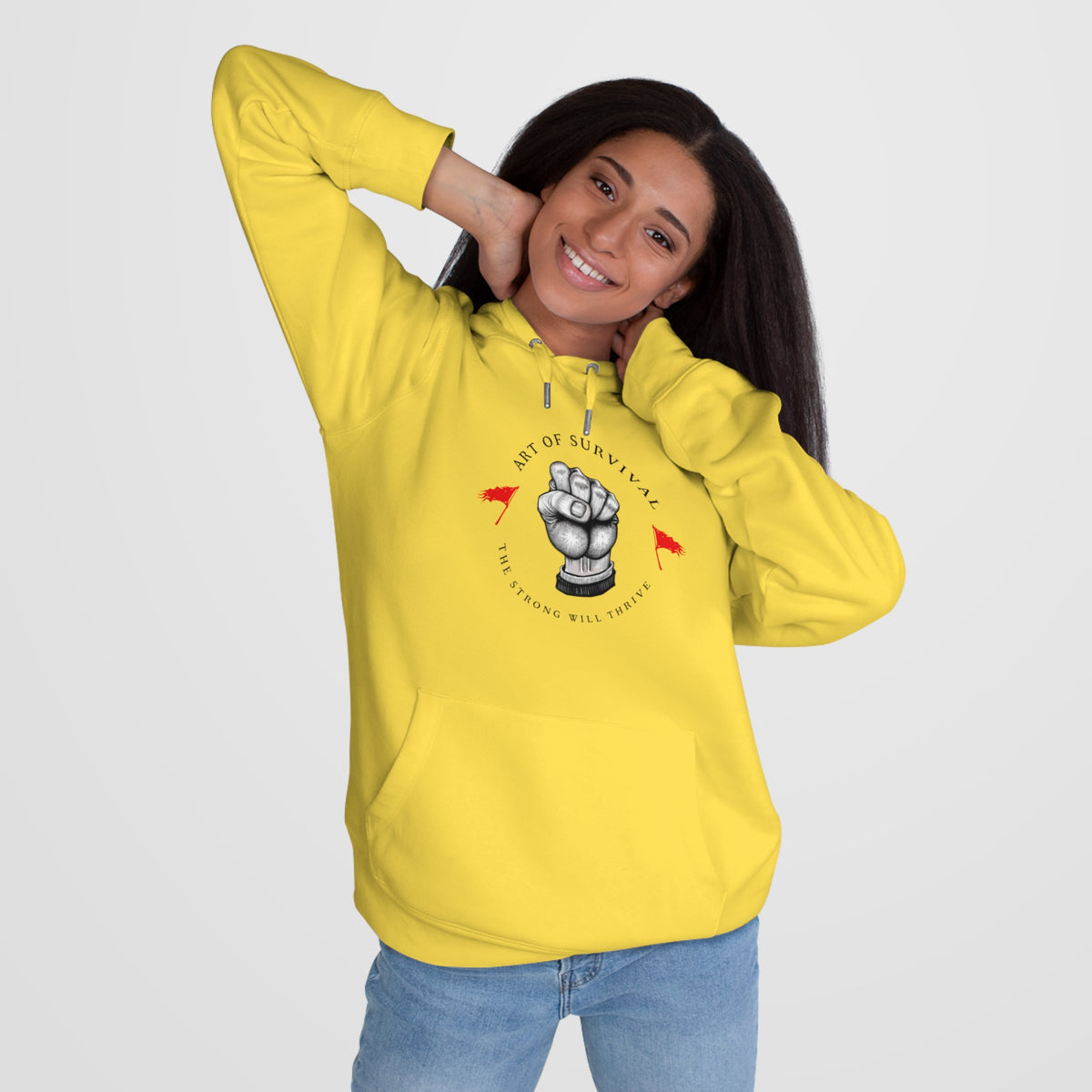 Martial Arts Hoodie - The Art of Survival - Fist Logo - 'The Strong Will Thrive' Subtitle