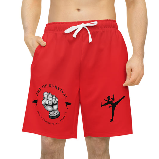 Men's Art of Survival Athletic Long Shorts - Fist Design - Fitness Brand