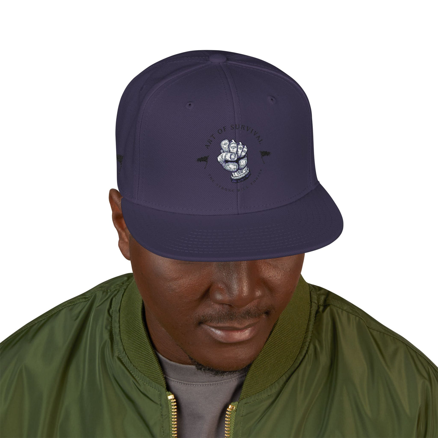 Snapback Cap - The Art of Survival Fist Logo Embroidery Hat - Martial Arts Fitness Longevity Apparel