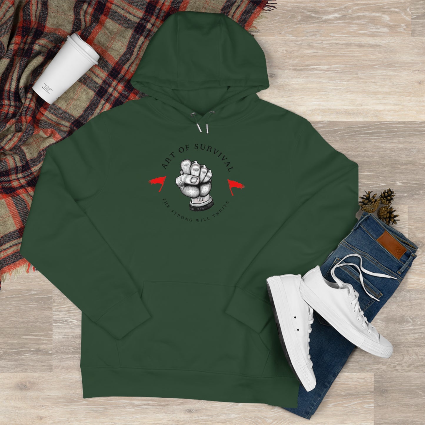 Martial Arts Hoodie - The Art of Survival - Fist Logo - 'The Strong Will Thrive' Subtitle