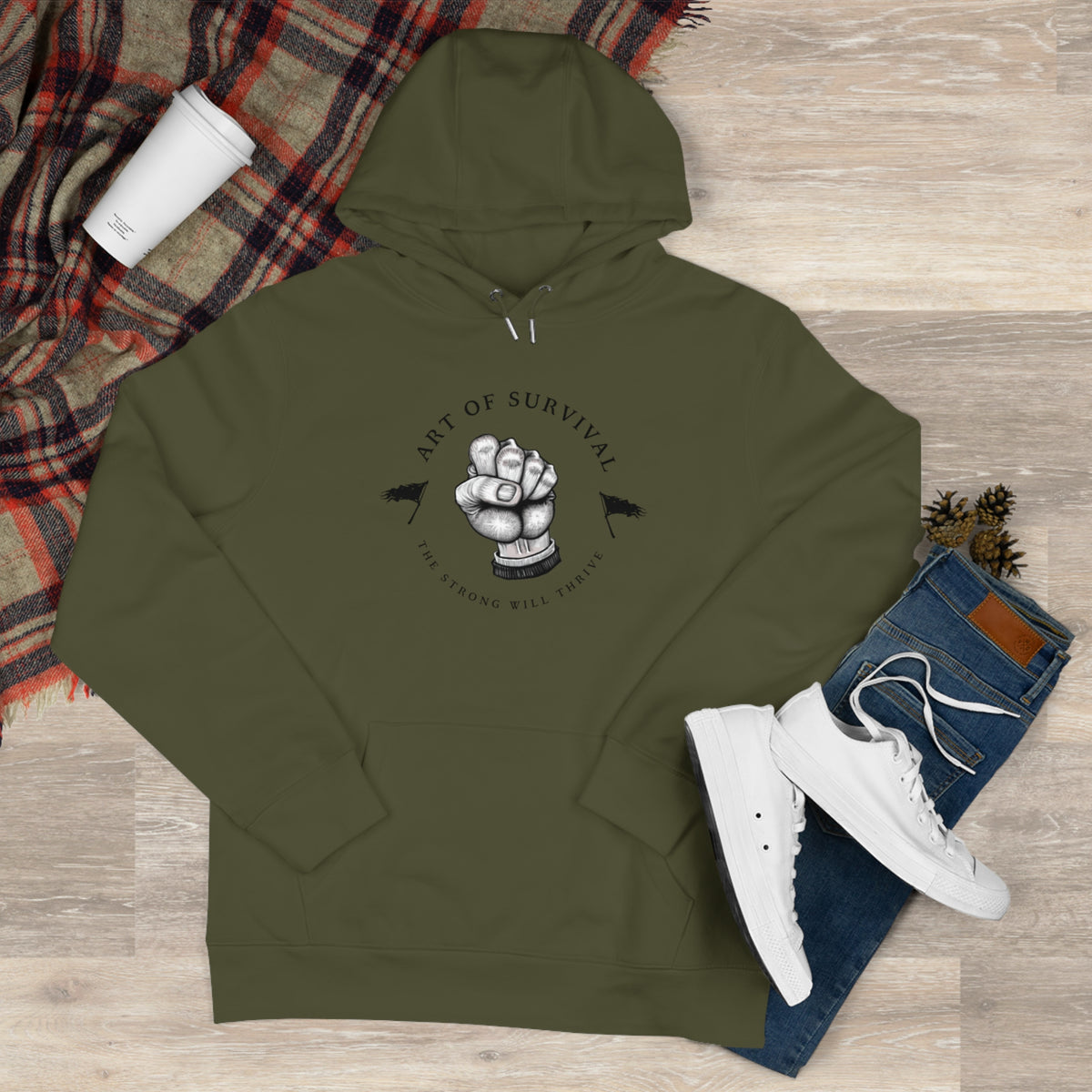 Martial Arts Hoodie - The Art of Survival - Fist Logo - 'The Strong Will Thrive' Subtitle