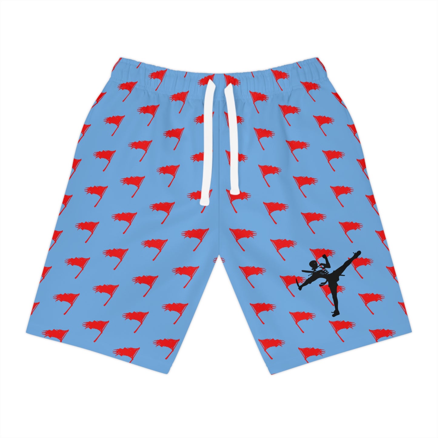 Men's Art of Survival Athletic Long Shorts - Red Flag Design for Active Lifestyle