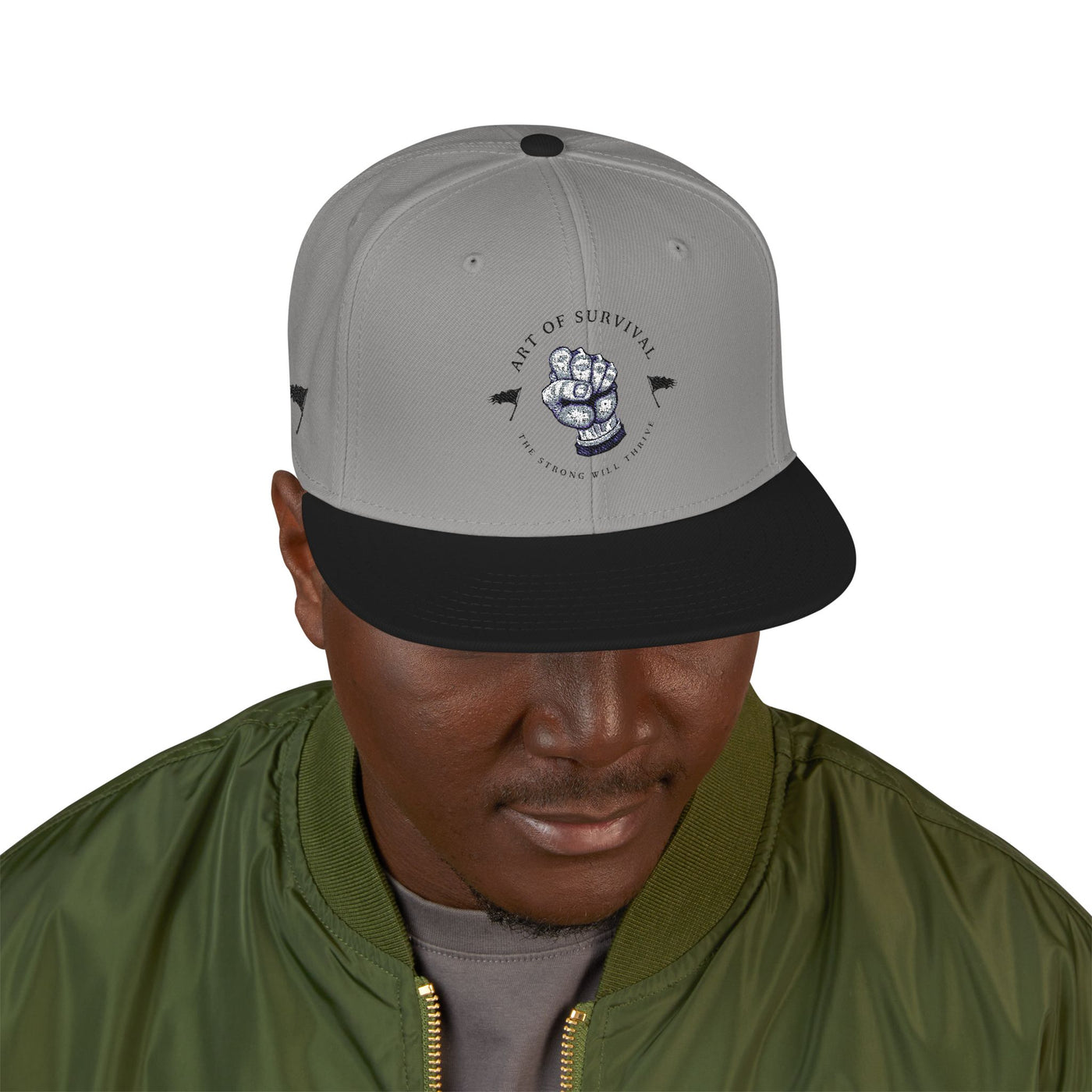 Snapback Cap - The Art of Survival Fist Logo Embroidery Hat - Martial Arts Fitness Longevity Apparel