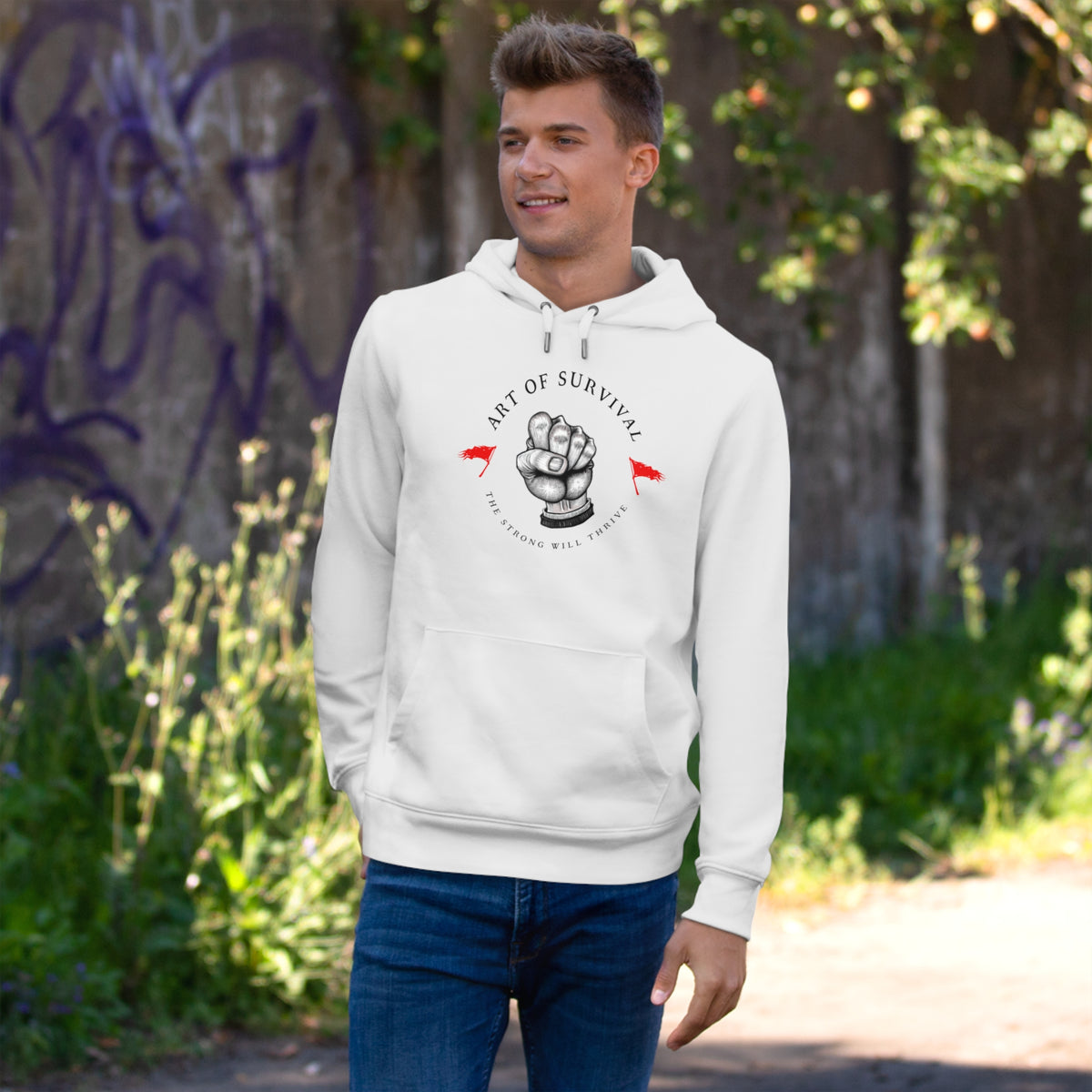 Martial Arts Hoodie - The Art of Survival - Fist Logo - 'The Strong Will Thrive' Subtitle