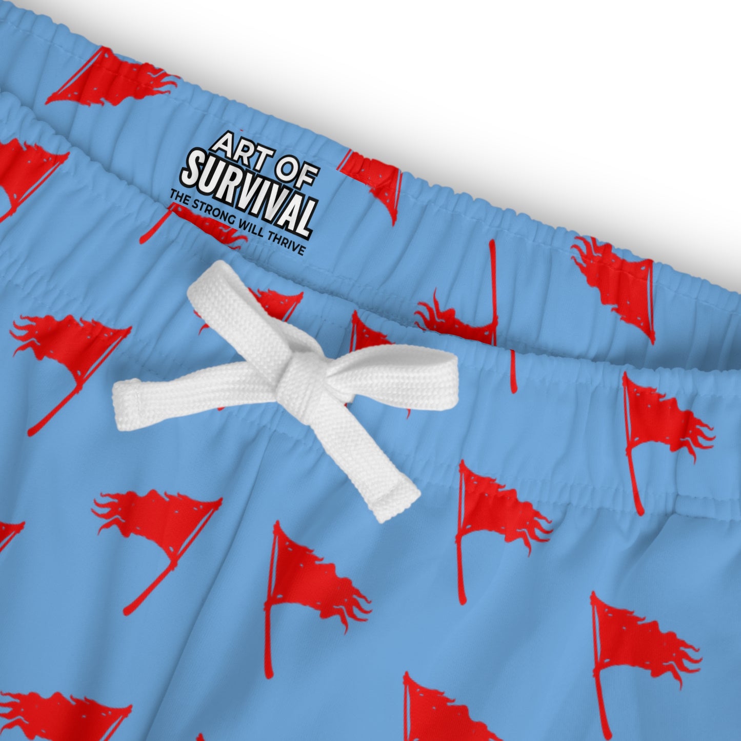 Men's Art of Survival Athletic Long Shorts - Red Flag Design for Active Lifestyle