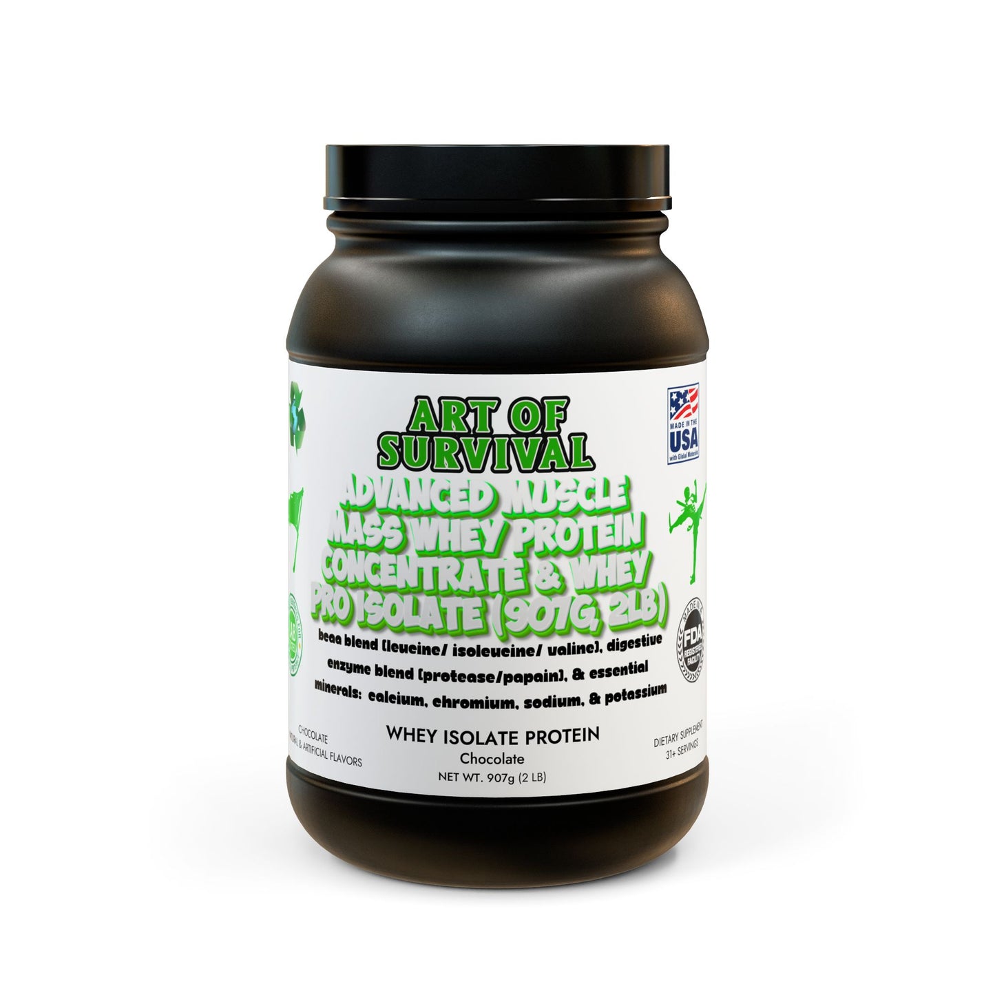 Whey Isolate Protein Supplement & Whey Protein Isolate, Advanced Muscle MASS (907g, 2lb)
