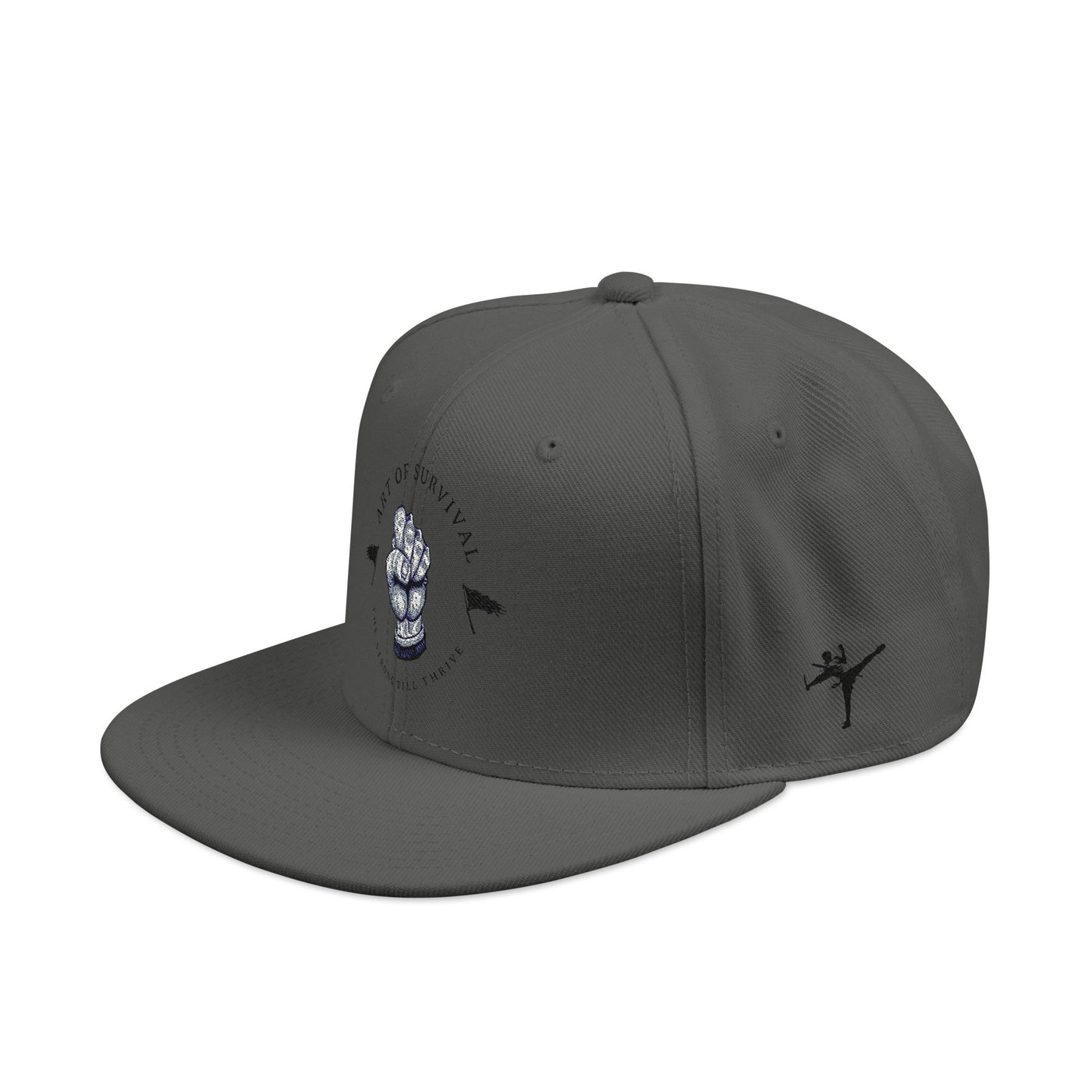 Snapback Cap - The Art of Survival Fist Logo Embroidery Hat - Martial Arts Fitness Longevity Apparel