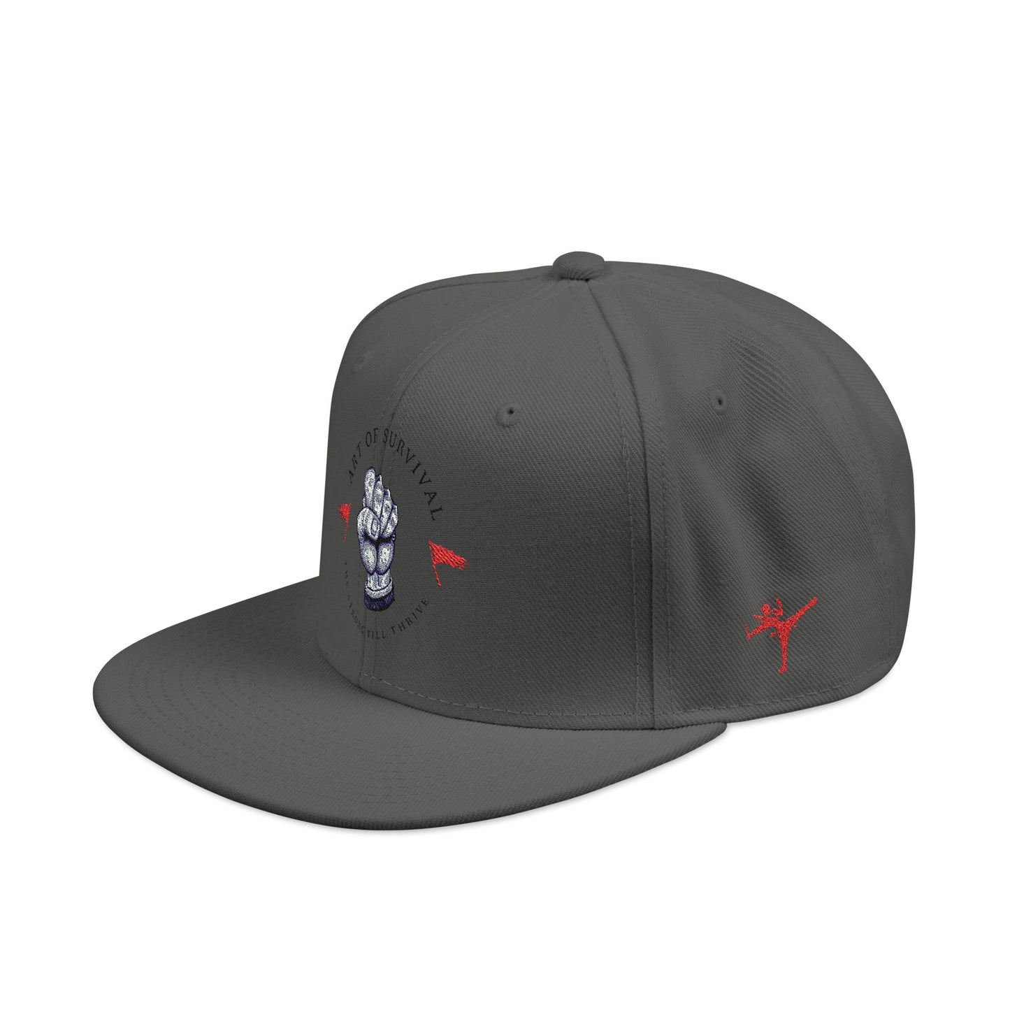 Snapback Cap - The Art of Survival Fist Logo Embroidery Hat - Martial Arts Fitness Longevity Apparel