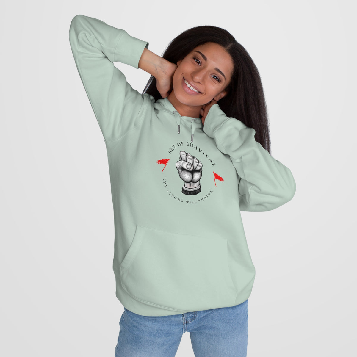 Martial Arts Hoodie - The Art of Survival - Fist Logo - 'The Strong Will Thrive' Subtitle