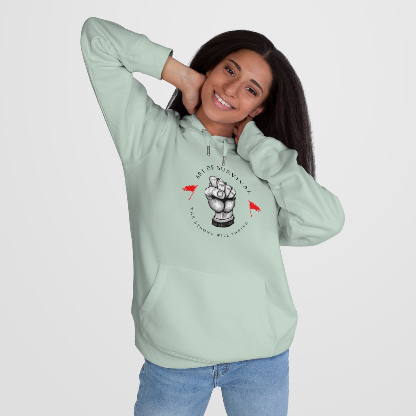 Martial Arts Hoodie - The Art of Survival - Fist Logo - 'The Strong Will Thrive' Subtitle