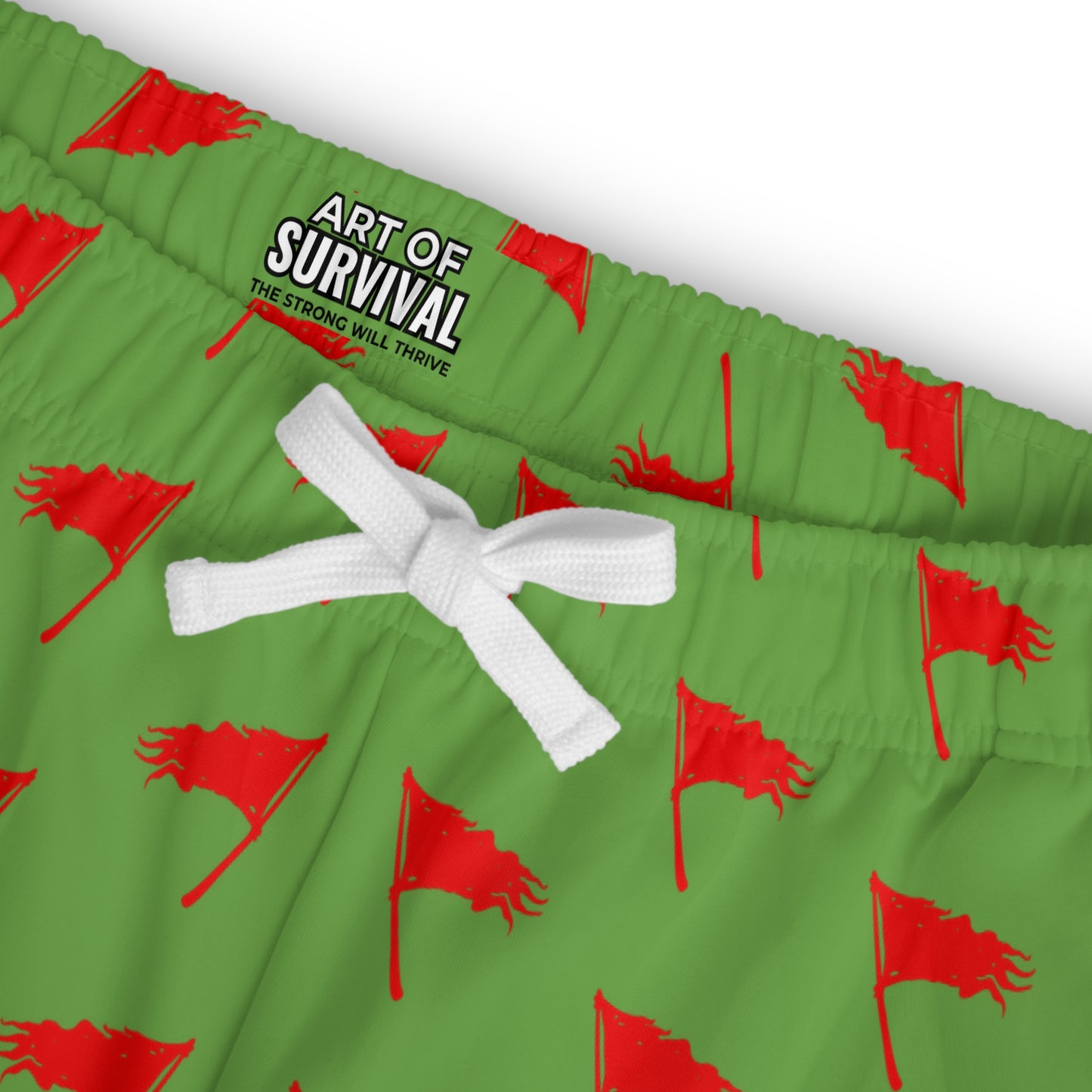 Men's Art of Survival Athletic Long Shorts - Red Flag Design for Active Lifestyle