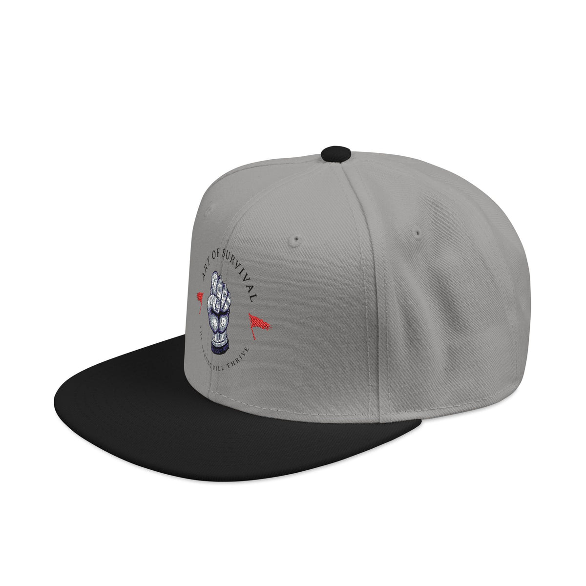 Snapback Cap - The Art of Survival Fist Logo Embroidery Hat - Martial Arts Fitness Longevity Apparel