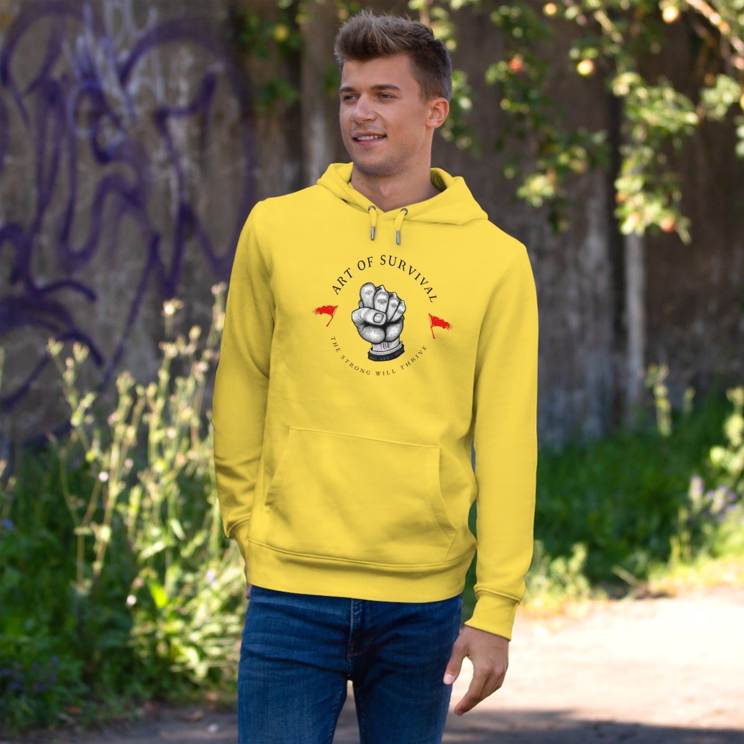 Martial Arts Hoodie - The Art of Survival - Fist Logo - 'The Strong Will Thrive' Subtitle