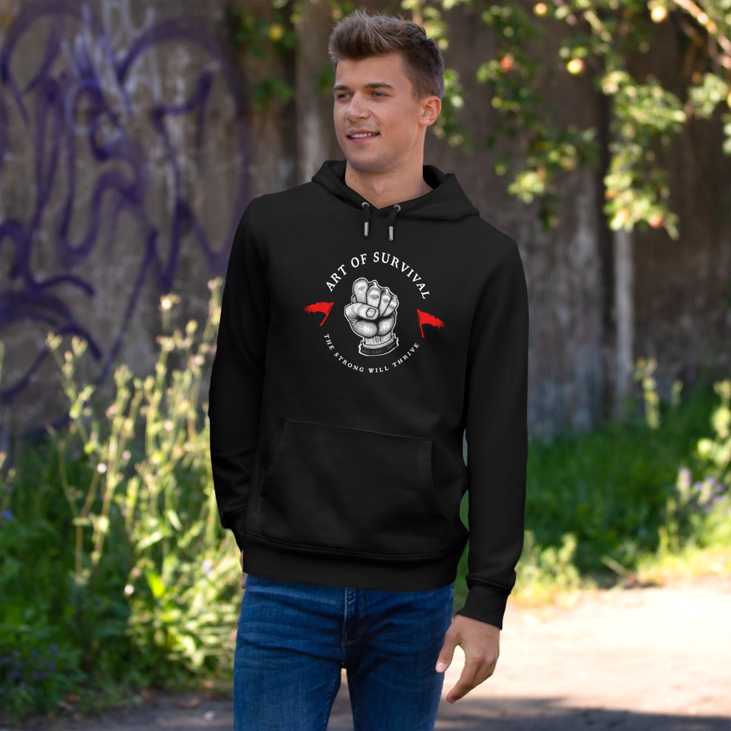 Martial Arts Hoodie - The Art of Survival - Fist Logo - 'The Strong Will Thrive' Subtitle