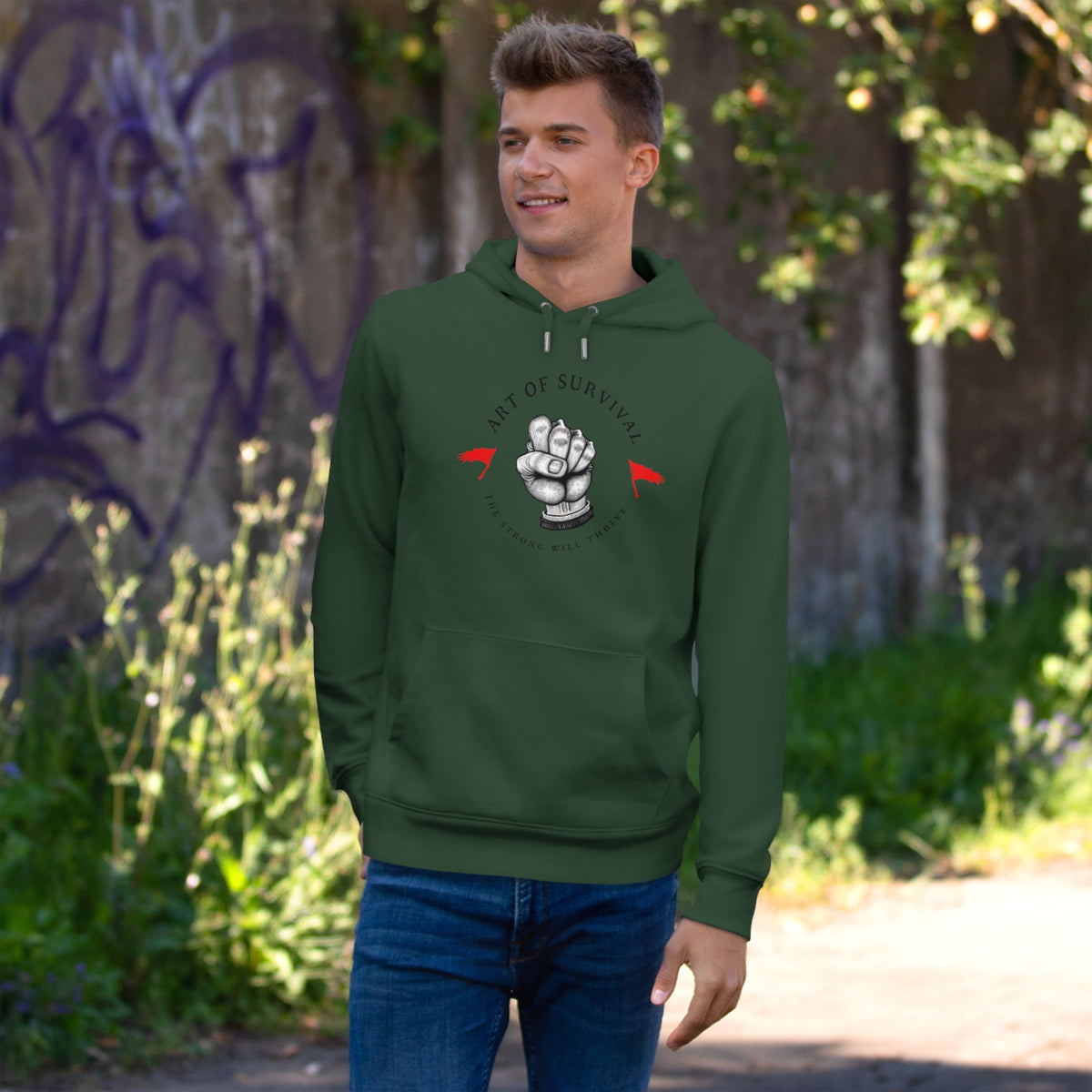 Martial Arts Hoodie - The Art of Survival - Fist Logo - 'The Strong Will Thrive' Subtitle