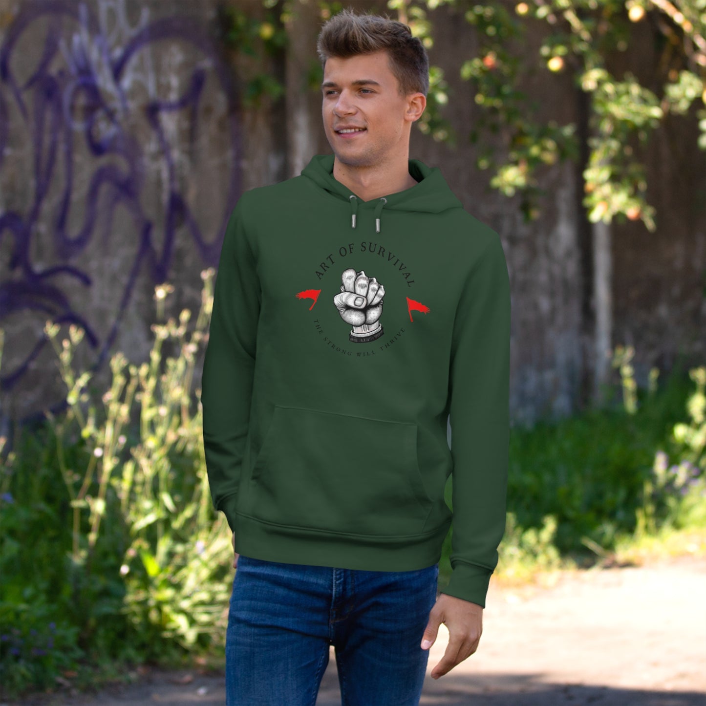 Martial Arts Hoodie - The Art of Survival - Fist Logo - 'The Strong Will Thrive' Subtitle