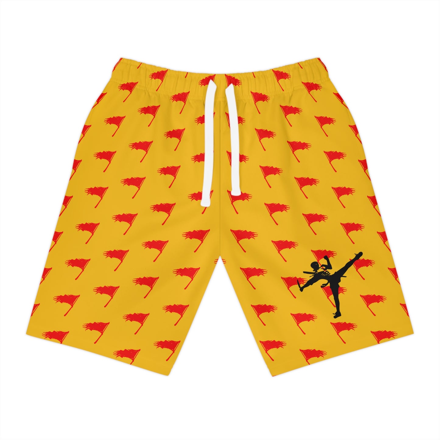 Men's Art of Survival Athletic Long Shorts - Red Flag Design for Active Lifestyle