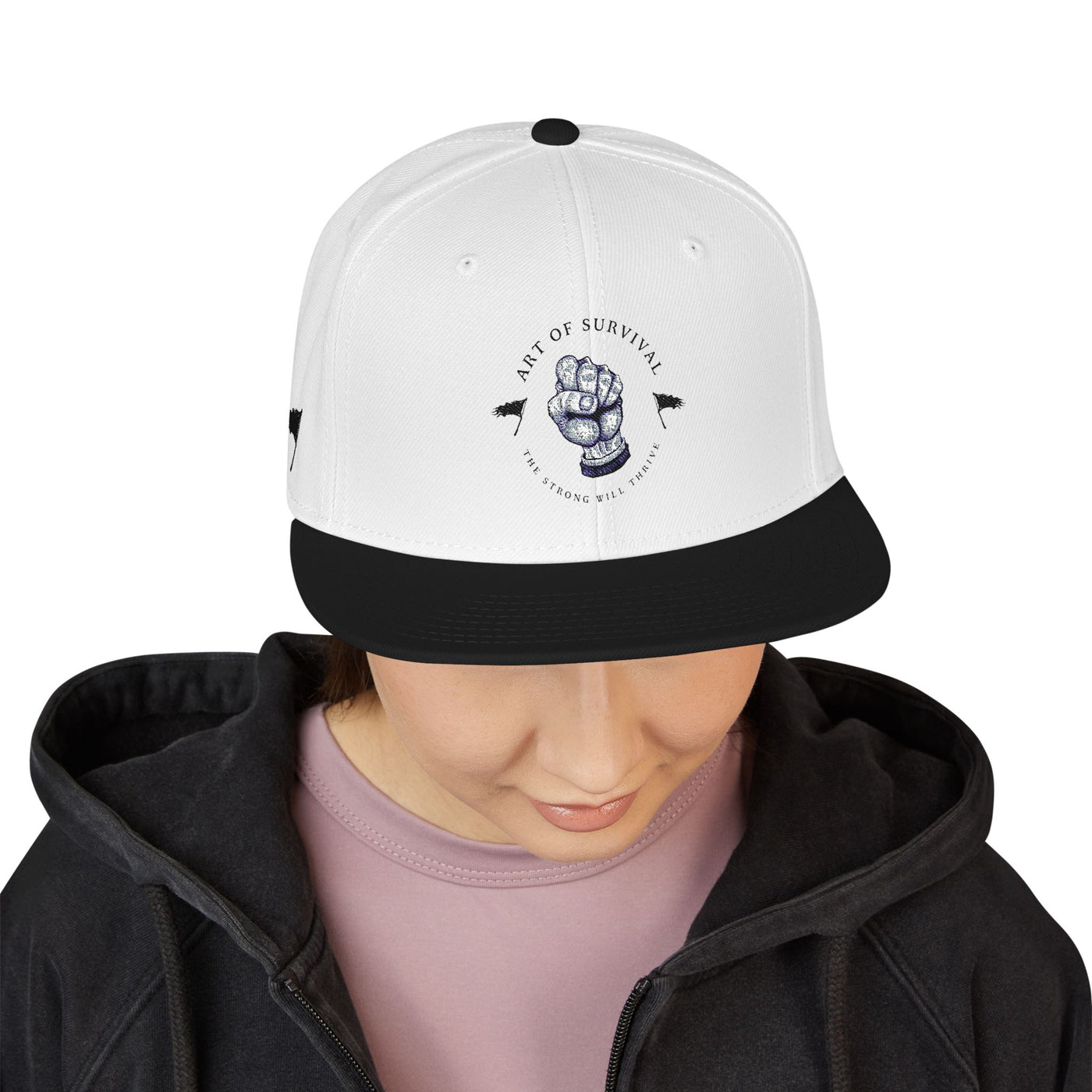 Snapback Cap - The Art of Survival Fist Logo Embroidery Hat - Martial Arts Fitness Longevity Apparel