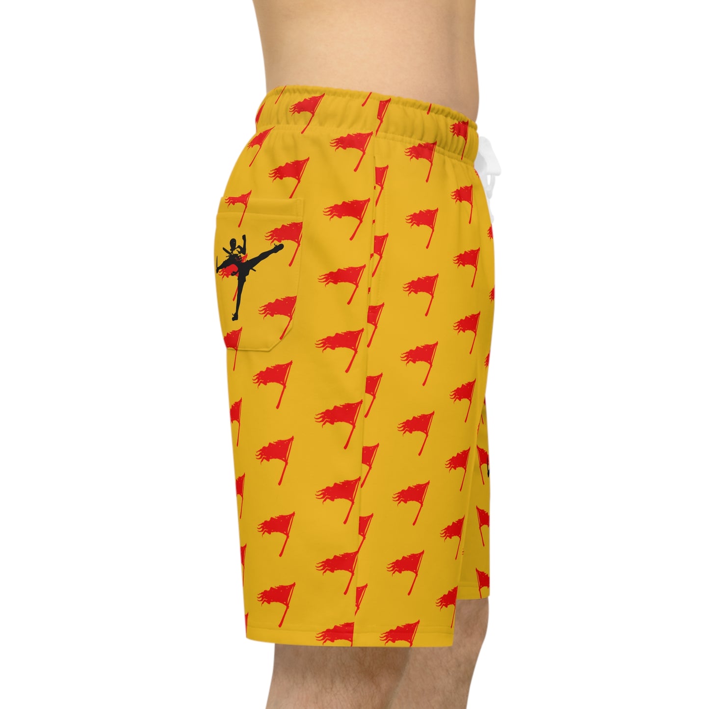 Men's Art of Survival Athletic Long Shorts - Red Flag Design for Active Lifestyle