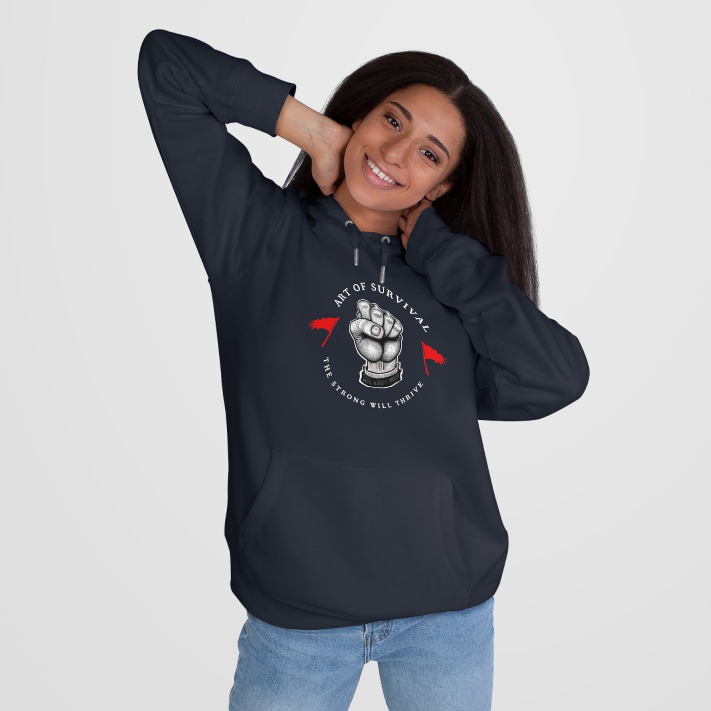 Martial Arts Hoodie - The Art of Survival - Fist Logo - 'The Strong Will Thrive' Subtitle