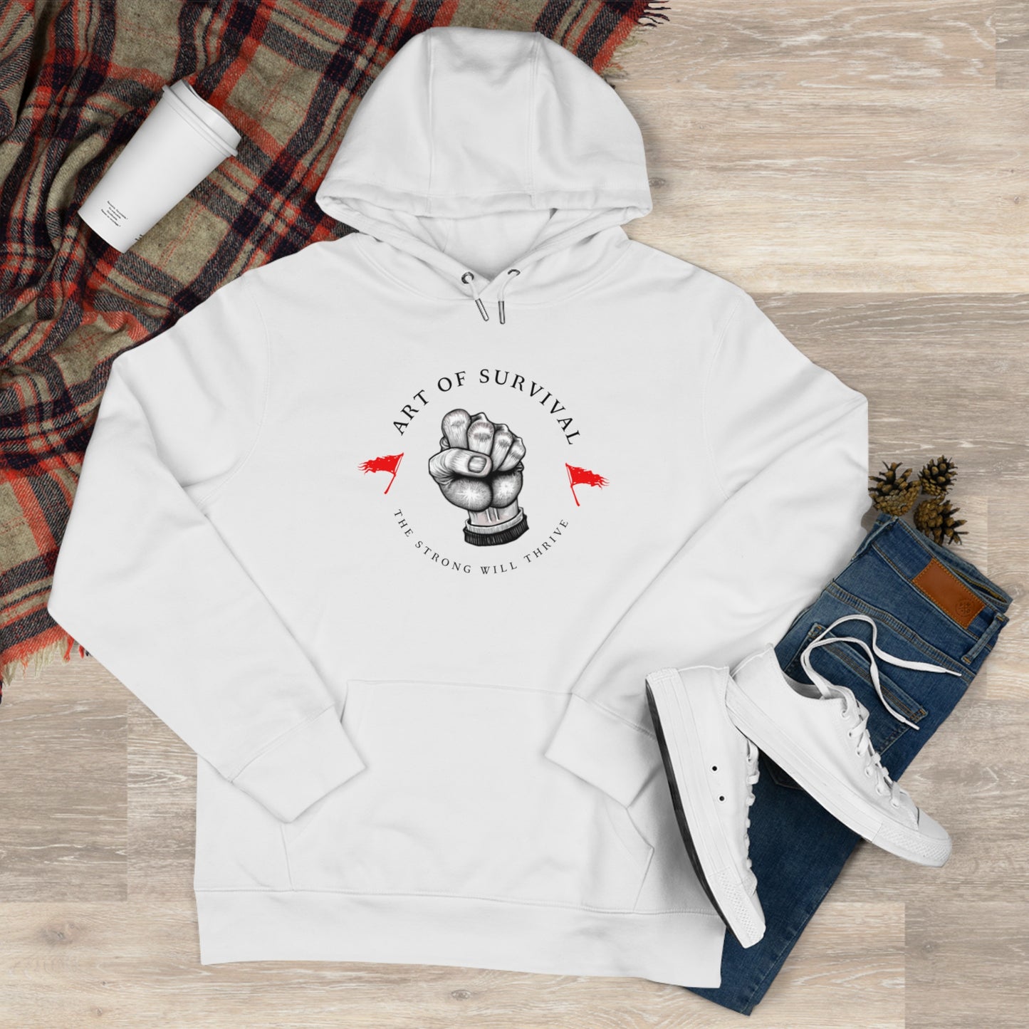 Martial Arts Hoodie - The Art of Survival - Fist Logo - 'The Strong Will Thrive' Subtitle