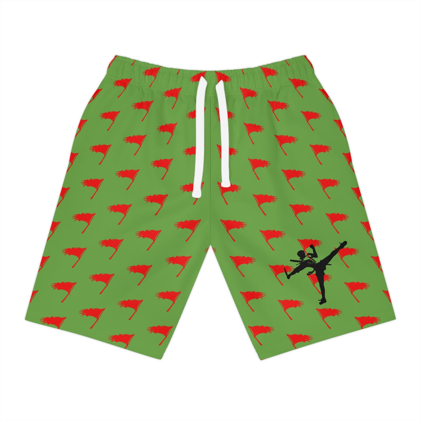 Men's Art of Survival Athletic Long Shorts - Red Flag Design for Active Lifestyle