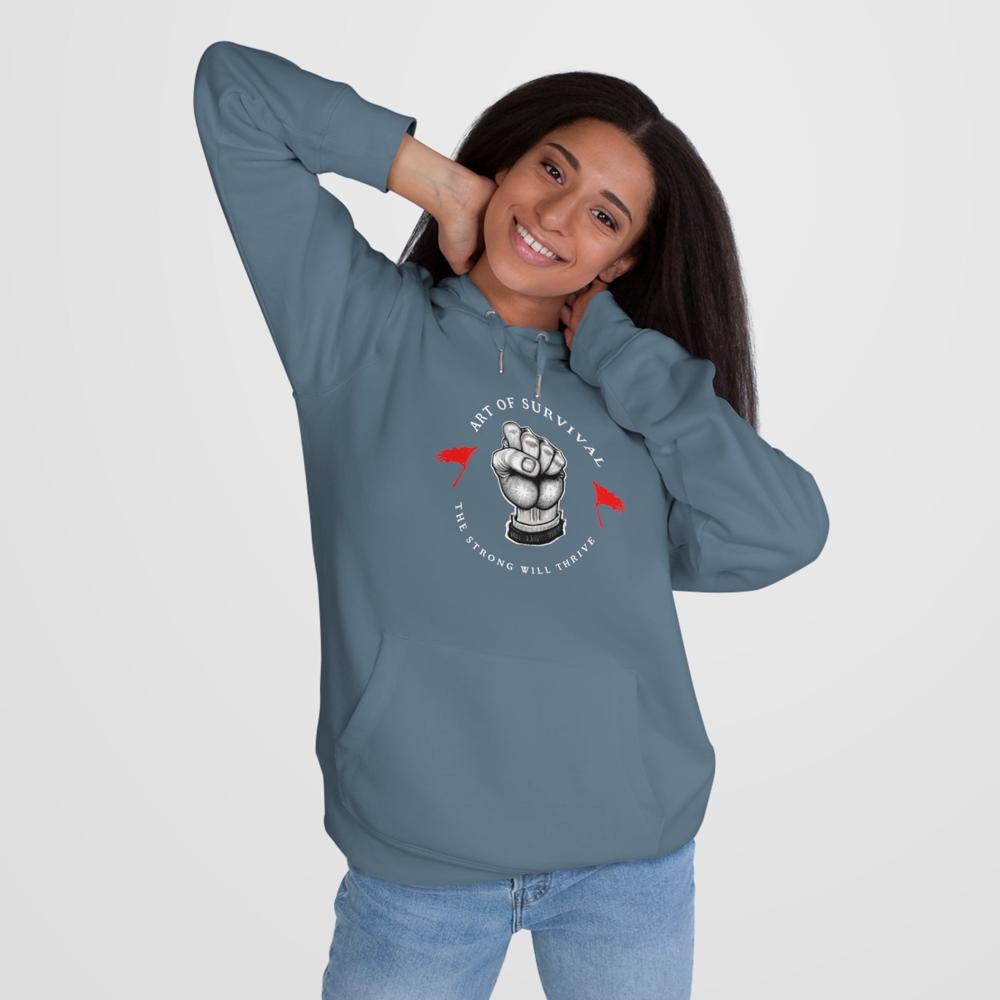 Martial Arts Hoodie - The Art of Survival - Fist Logo - 'The Strong Will Thrive' Subtitle