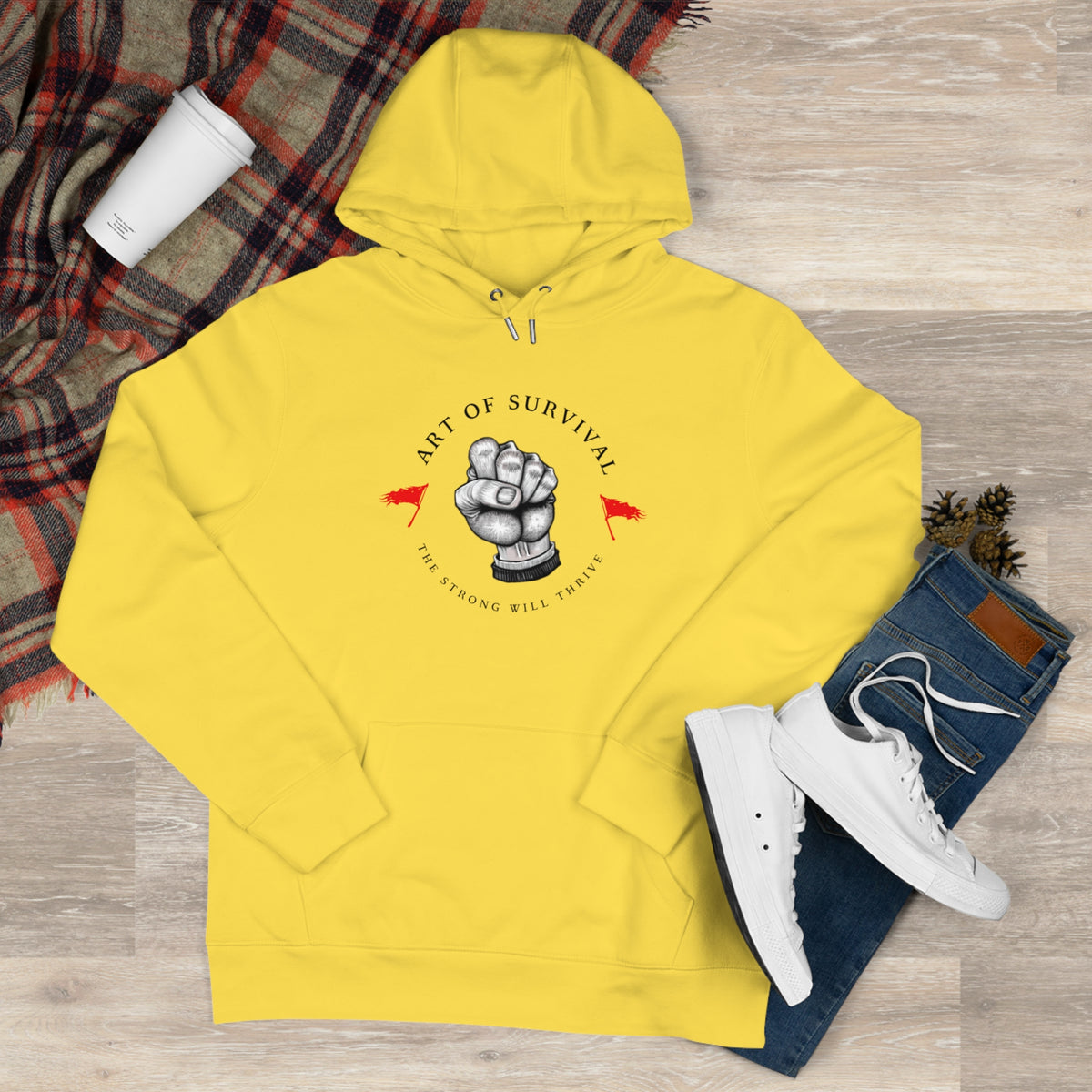 Martial Arts Hoodie - The Art of Survival - Fist Logo - 'The Strong Will Thrive' Subtitle