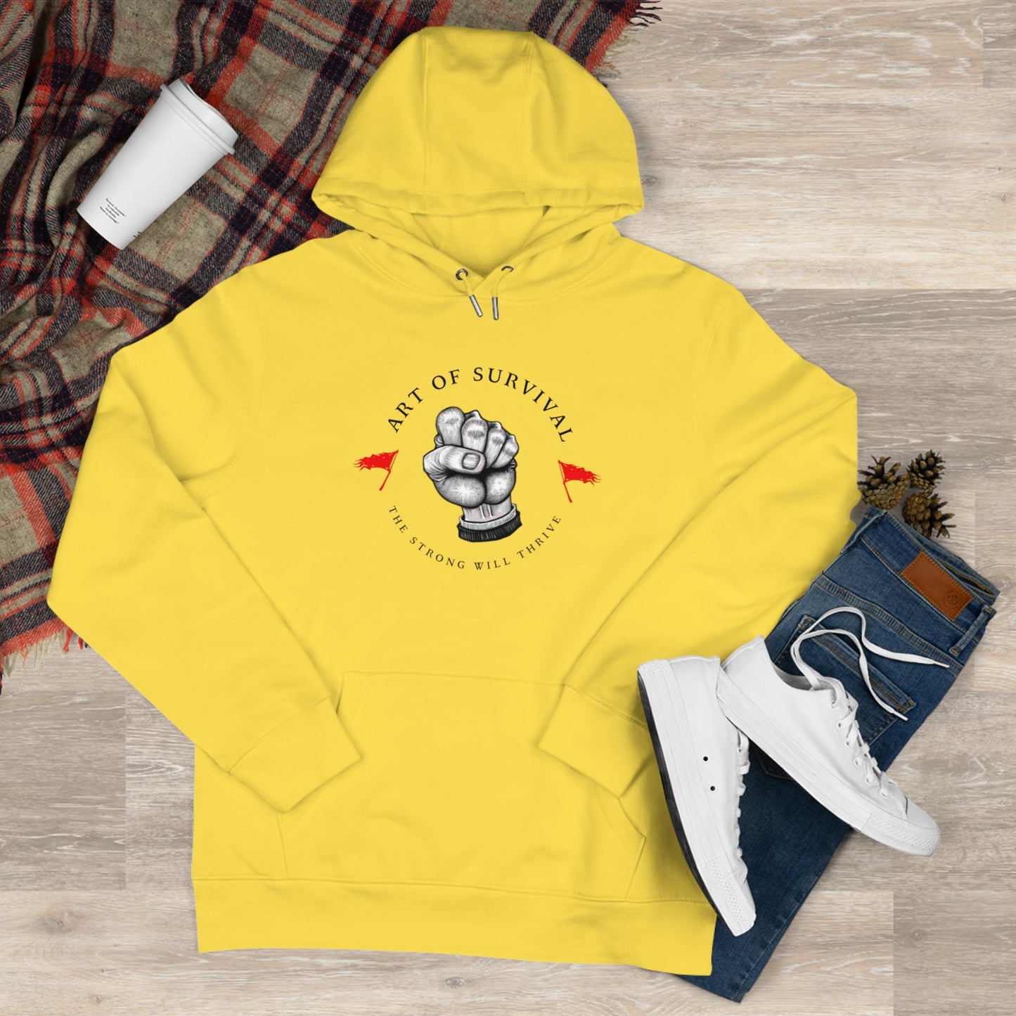 Martial Arts Hoodie - The Art of Survival - Fist Logo - 'The Strong Will Thrive' Subtitle