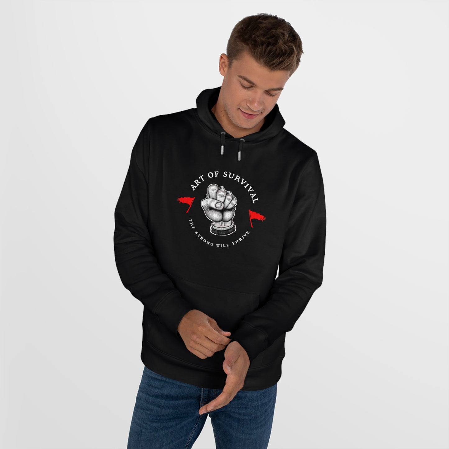 Martial Arts Hoodie - The Art of Survival - Fist Logo - 'The Strong Will Thrive' Subtitle