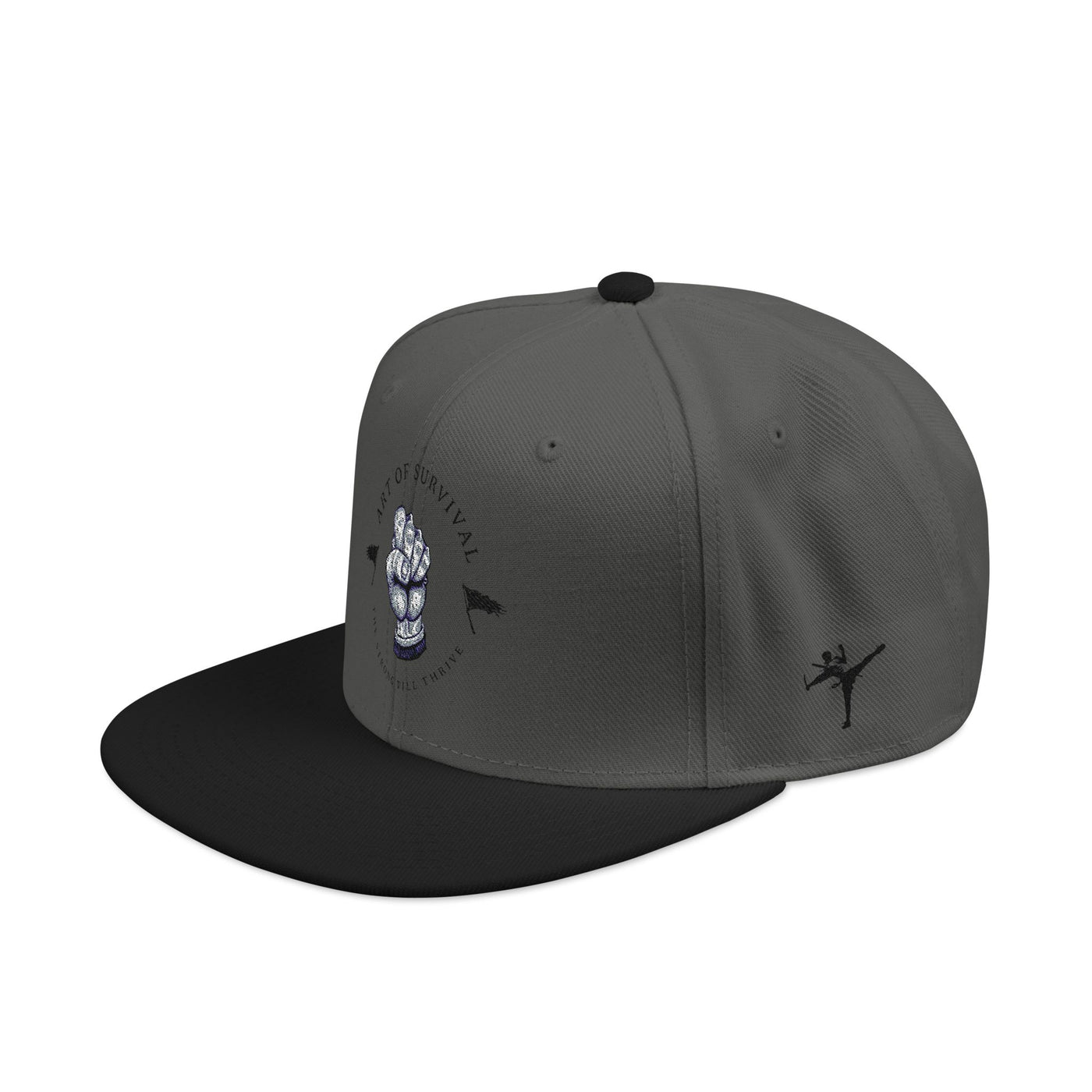 Snapback Cap - The Art of Survival Fist Logo Embroidery Hat - Martial Arts Fitness Longevity Apparel