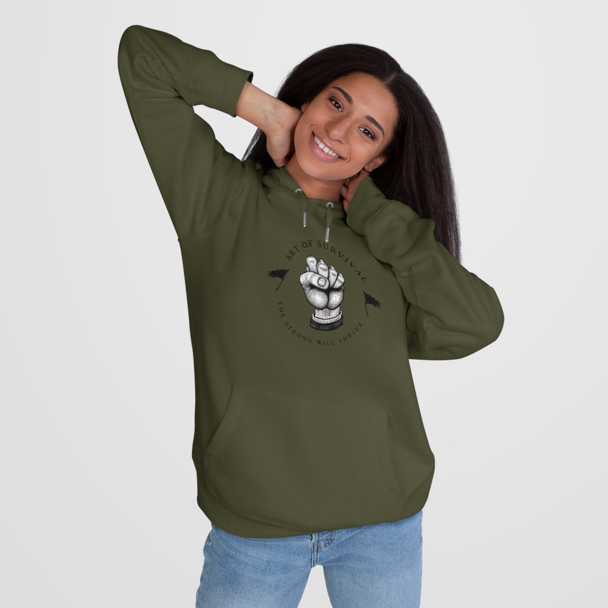 Martial Arts Hoodie - The Art of Survival - Fist Logo - 'The Strong Will Thrive' Subtitle
