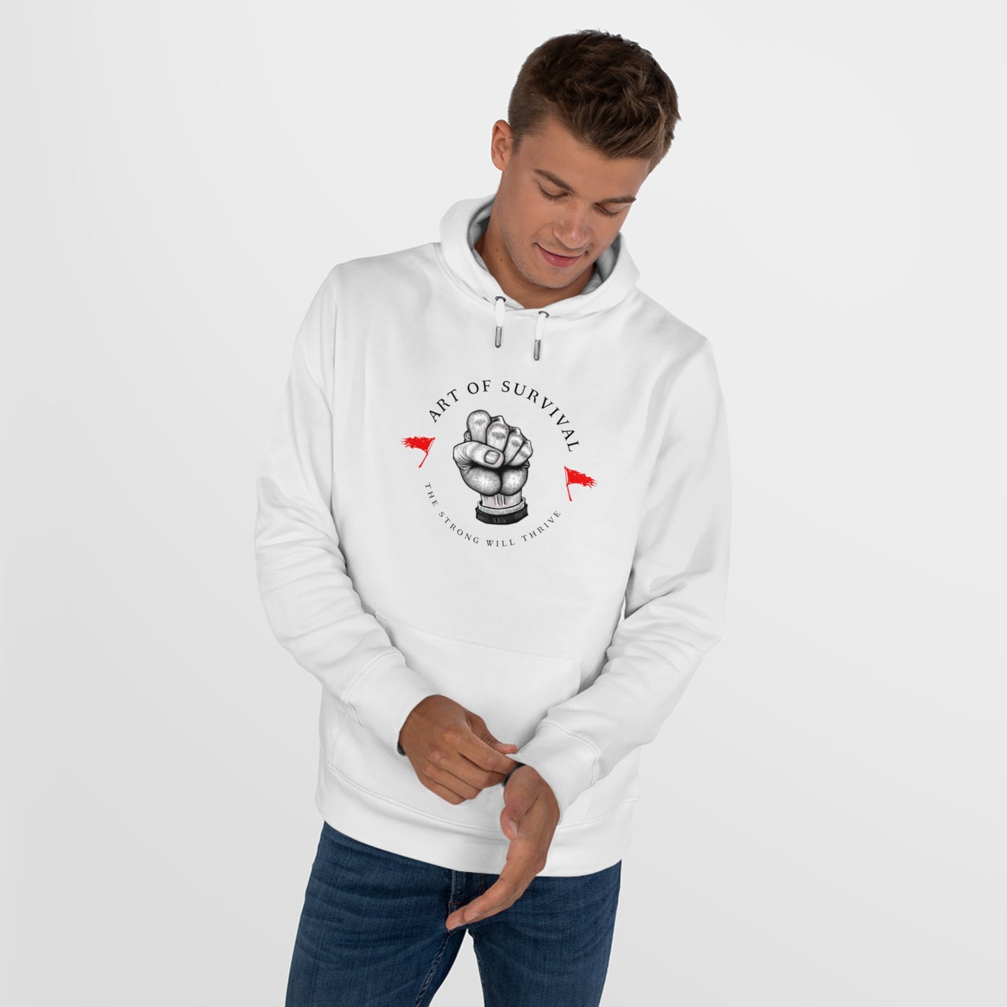 Martial Arts Hoodie - The Art of Survival - Fist Logo - 'The Strong Will Thrive' Subtitle
