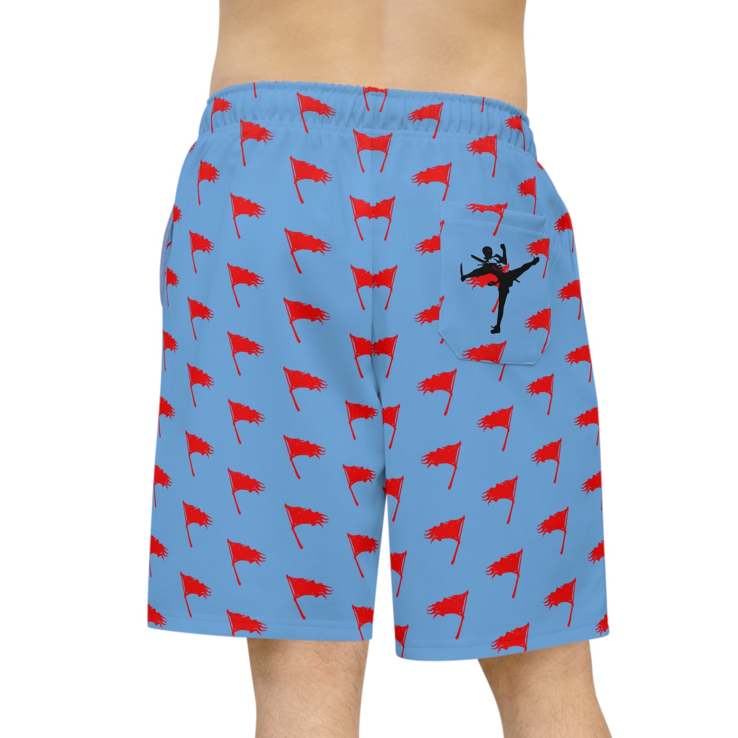 Men's Art of Survival Athletic Long Shorts - Red Flag Design for Active Lifestyle