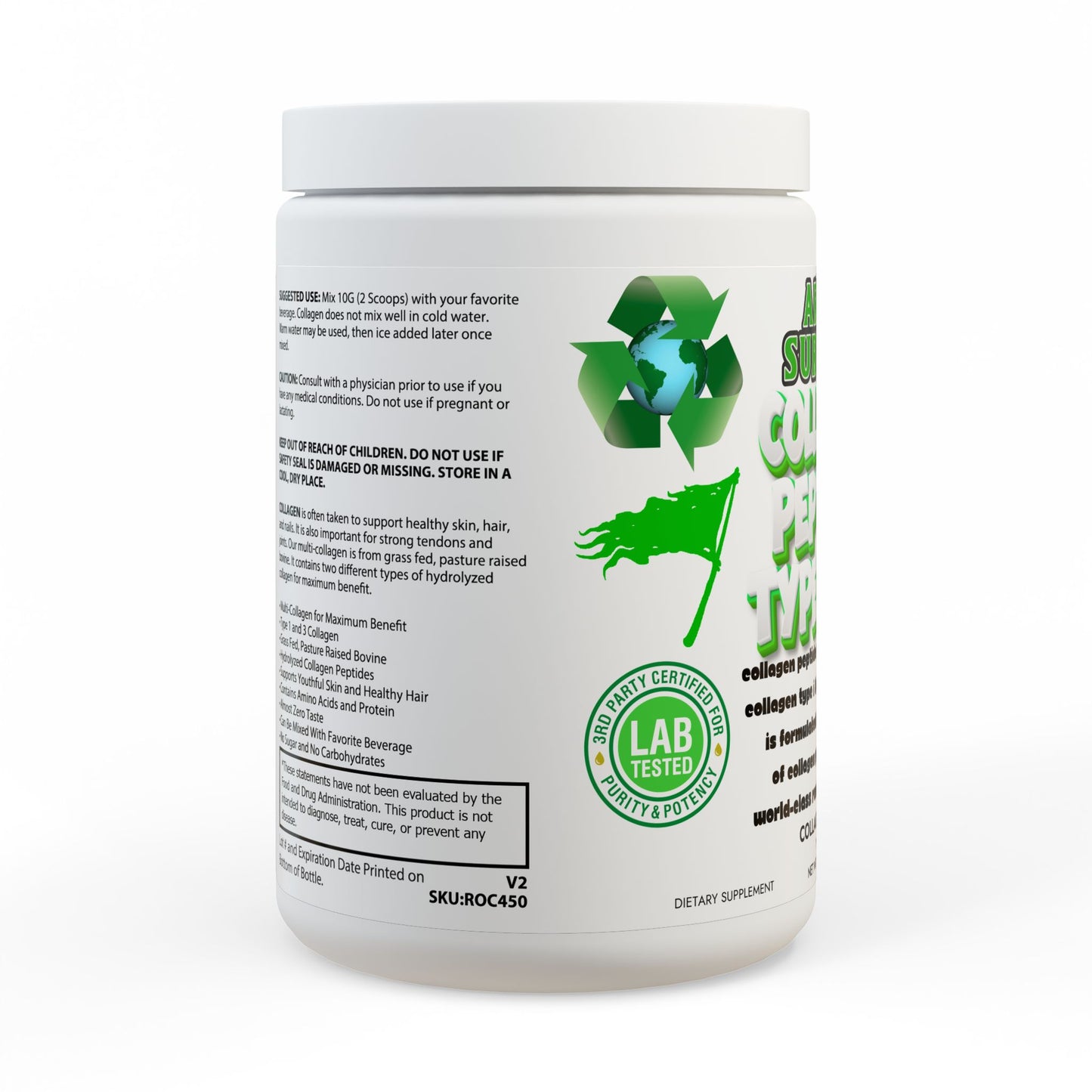 Collagen Peptides Type I & III Supplement (350g, 12.3oz)