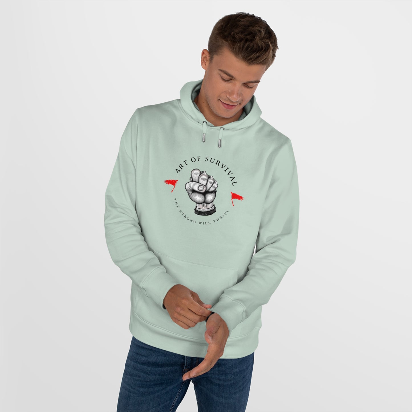 Martial Arts Hoodie - The Art of Survival - Fist Logo - 'The Strong Will Thrive' Subtitle