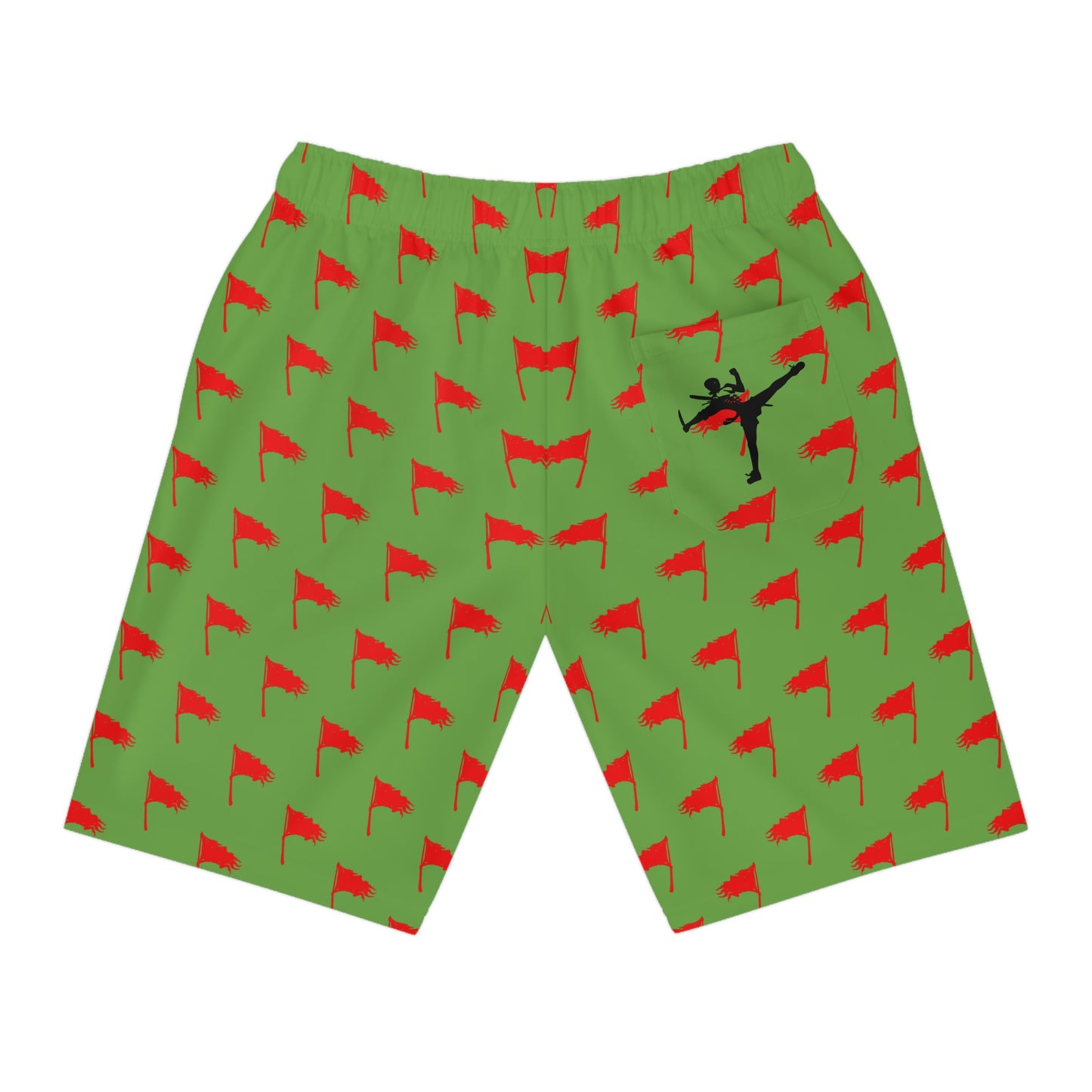 Men's Art of Survival Athletic Long Shorts - Red Flag Design for Active Lifestyle