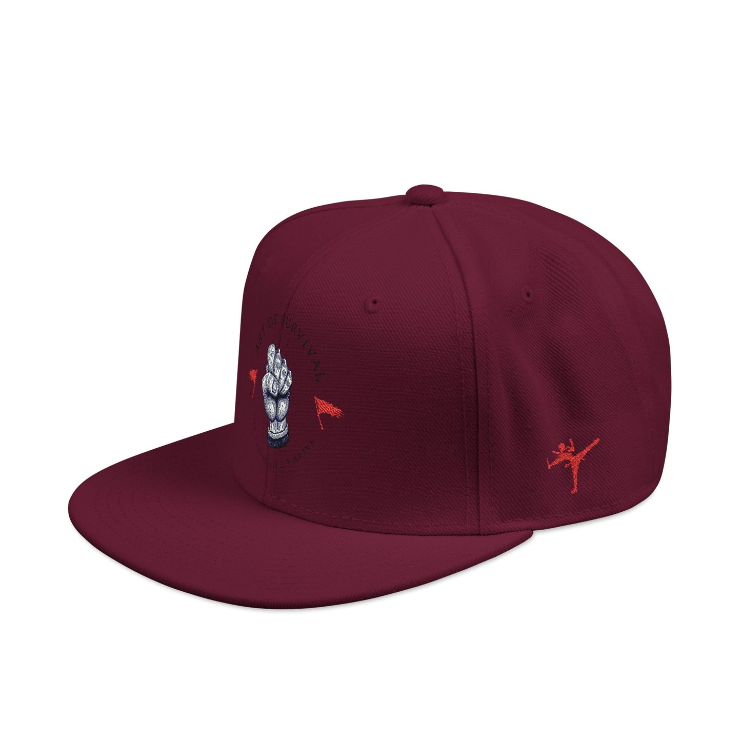 Snapback Cap - The Art of Survival Fist Logo Embroidery Hat - Martial Arts Fitness Longevity Apparel