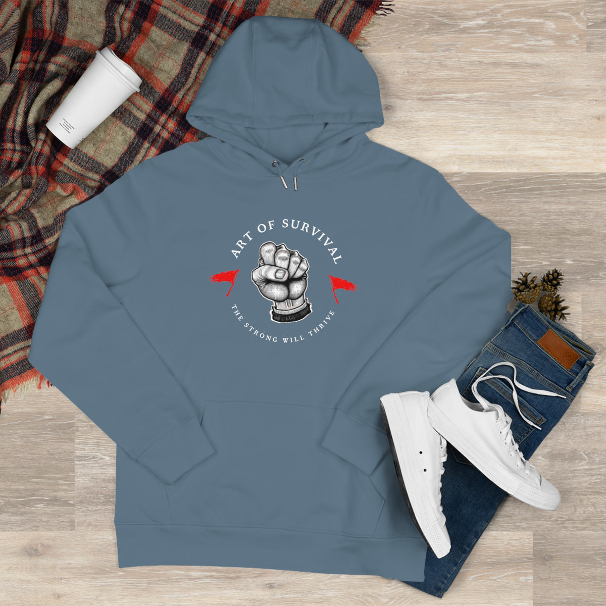 Martial Arts Hoodie - The Art of Survival - Fist Logo - 'The Strong Will Thrive' Subtitle