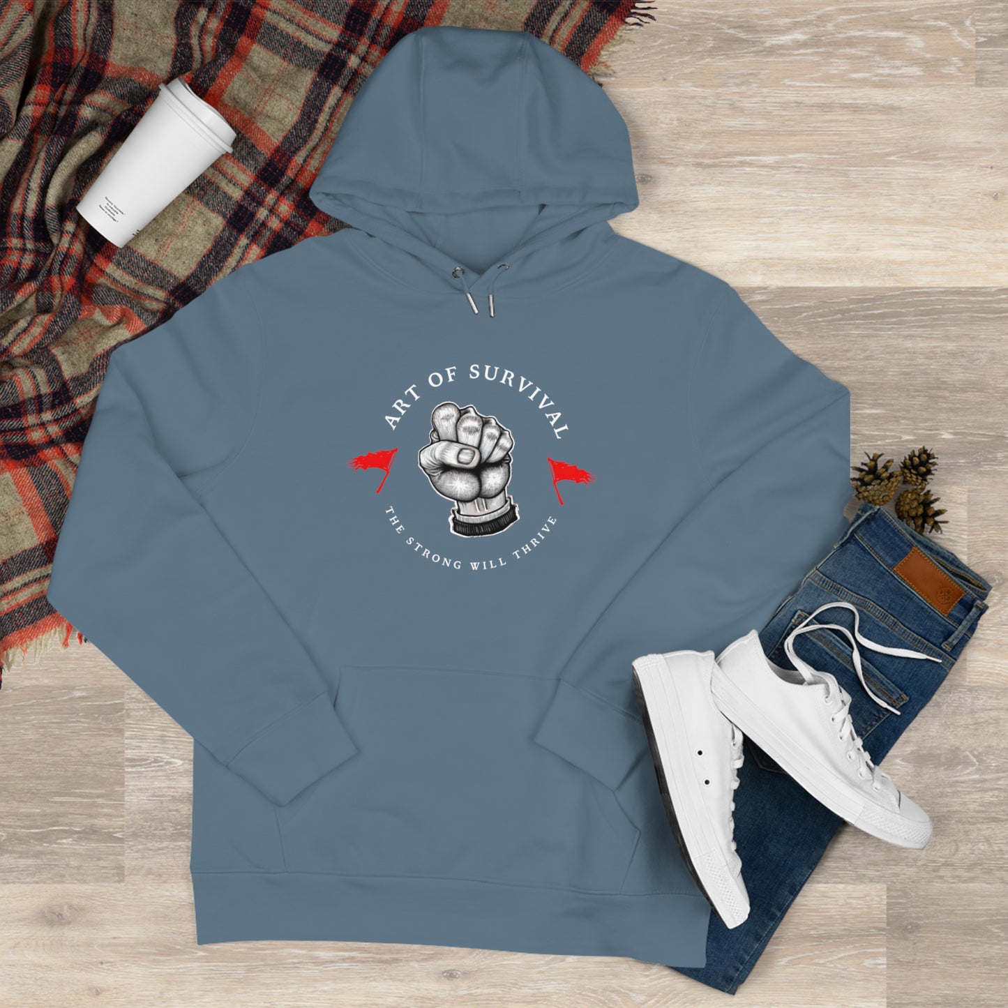 Martial Arts Hoodie - The Art of Survival - Fist Logo - 'The Strong Will Thrive' Subtitle