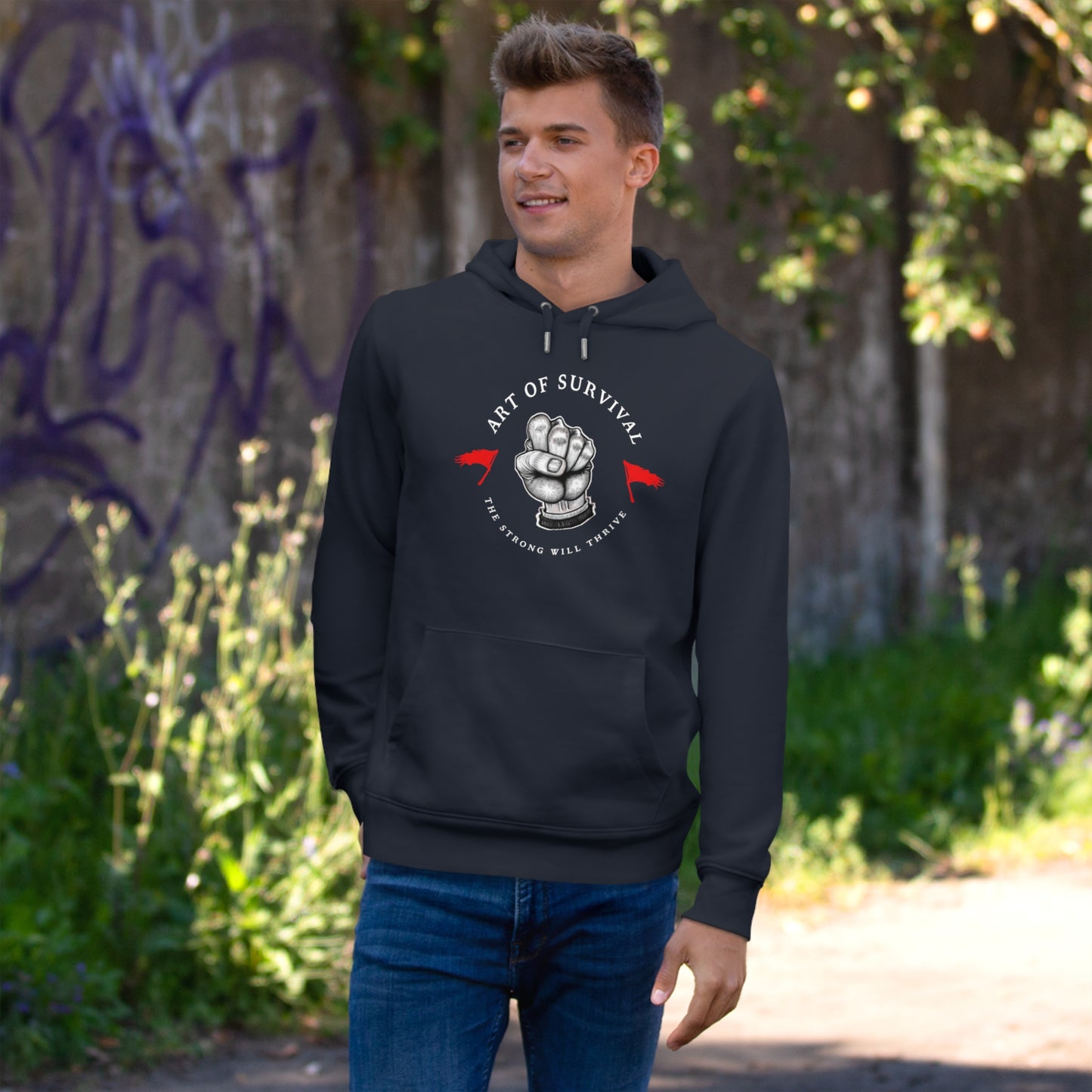 Martial Arts Hoodie - The Art of Survival - Fist Logo - 'The Strong Will Thrive' Subtitle