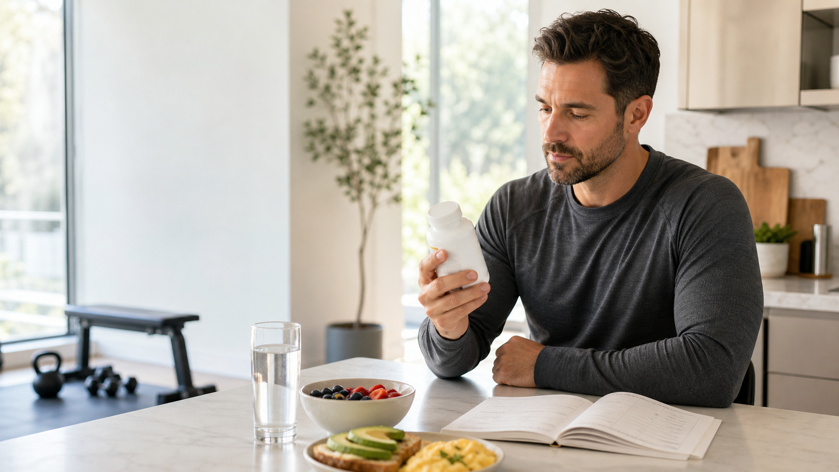 Bright everyday training setting illustrating the practical context for a complete multivitamin